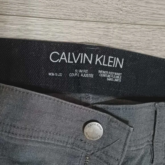 Men's Calvin Klein Chino 36X32 Slim Fit Workwear Formal Pants - Picture 5 of 6